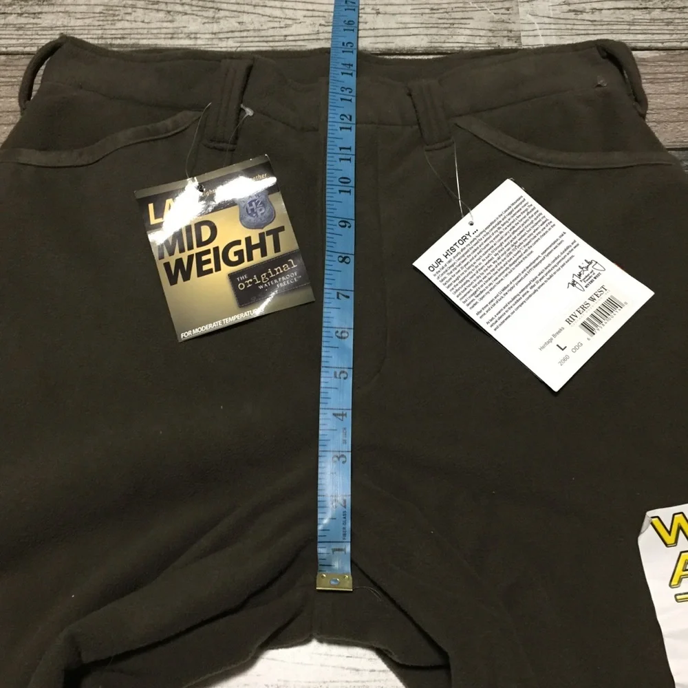 Rivers West Heritage Breeks Fleece Crop Pants Size L Green Brown Waterproof